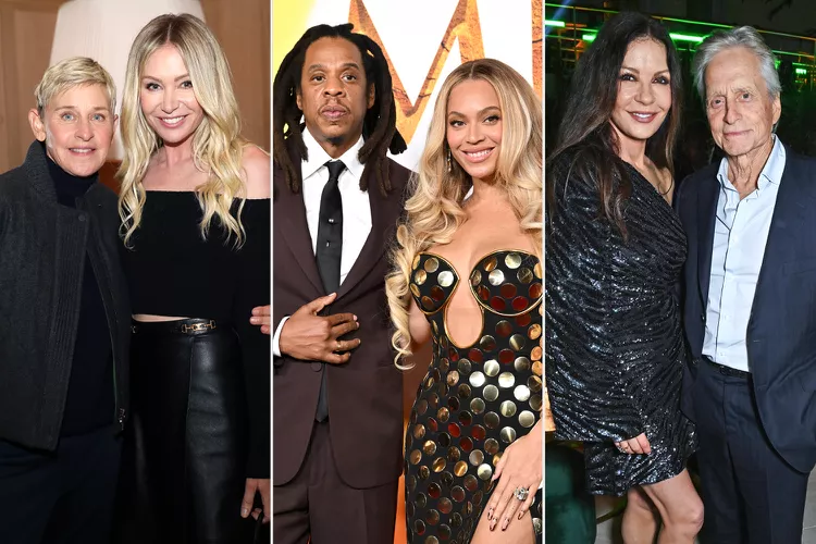 Ellen DeGeneres and Portia de Rossi , Jay-Z and Beyoncé, Catherine Zeta-Jones and Michael Douglas. Photo: Kelly Sullivan/Getty; Axelle/Bauer-Griffin/FilmMagic; Dave Benett/Getty