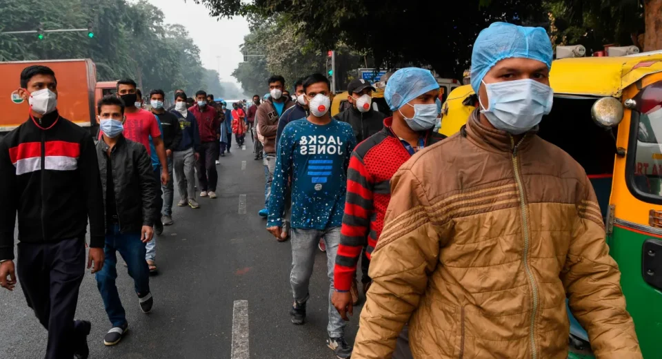 People wearing facemasks participated in a walkathon to raise awareness of Covid in New Delhi in November 2020Credit: AFP